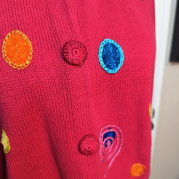 Vintage VICTORIA HARBOUR Geometric Rainbow Cardigan Sweater Women Sz M - Picture 4 of 11